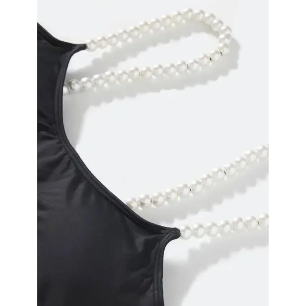 Kate Spade New York Pearl Strap One- Piece Swimsuit Black Small